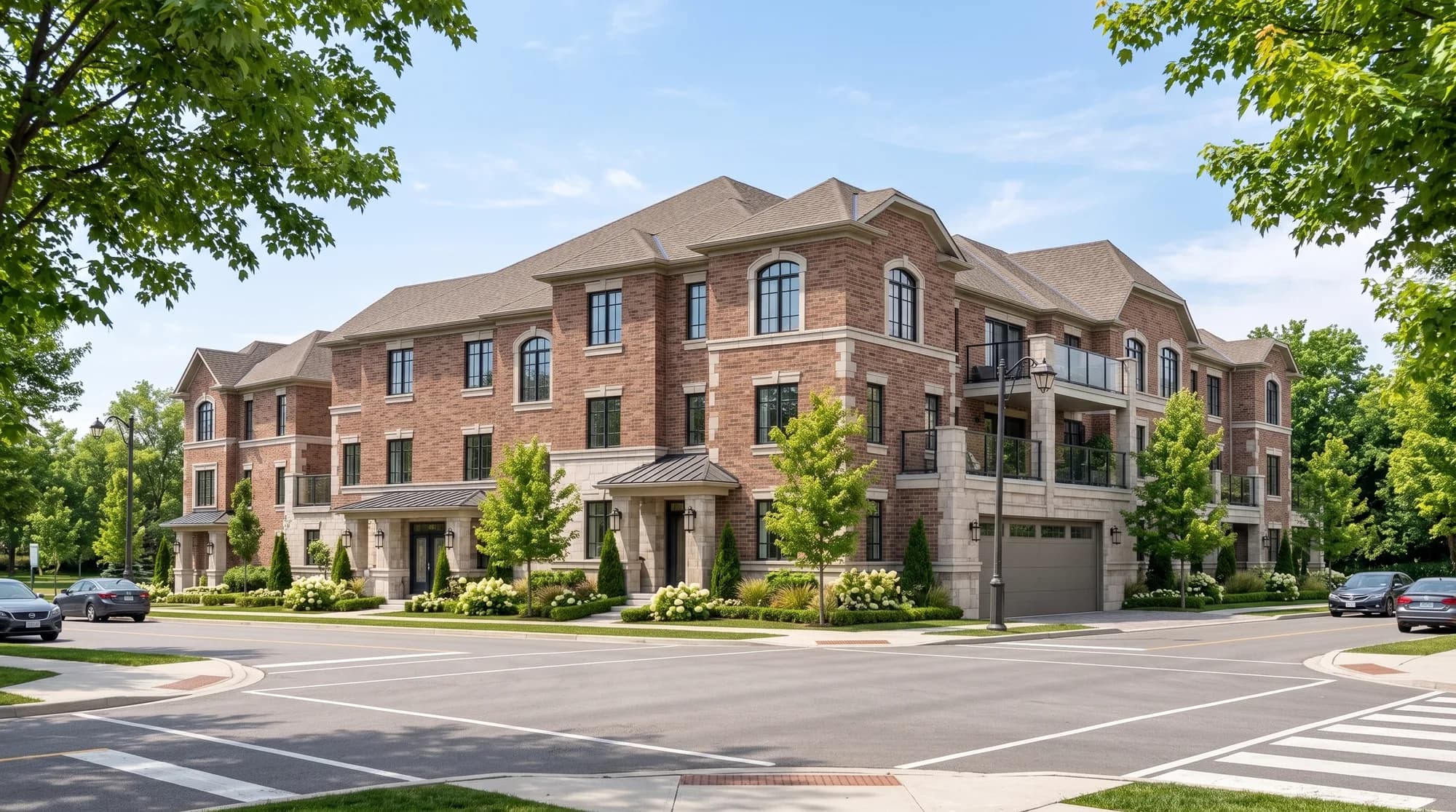 Brick architecture in daylight — illustrative Unity Towns imagery